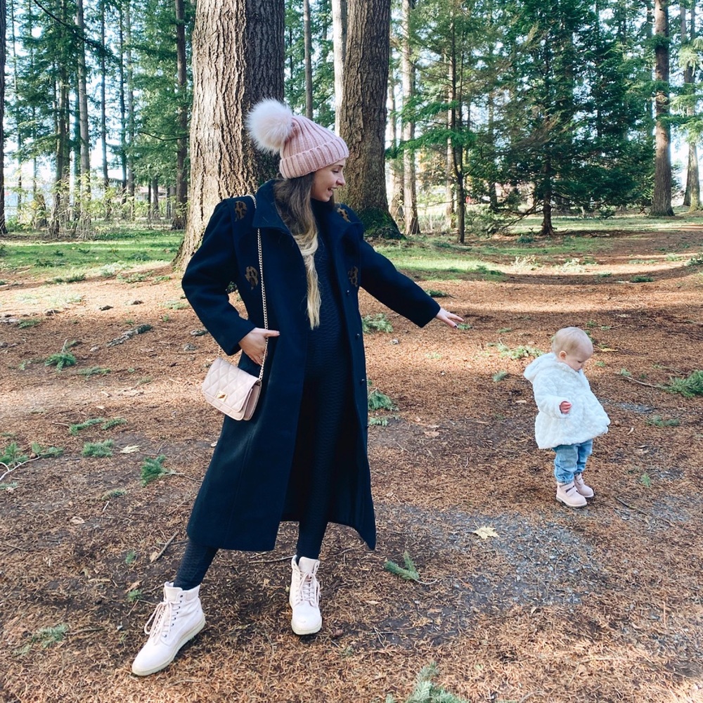 Black Balimel Montréal Vintage long wool jacket size 7/8 medium made in Canada